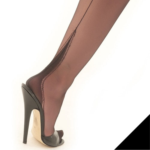 GIO Fully Fashioned Nylonkousen Harmony Point Heel met Naad - kleur Black
